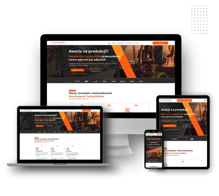 Strona Automatic Solutions na komputerze, laptopie, tablecie i telefonie